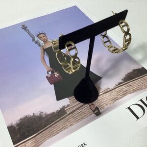 Dior CD Logo Gold Hoop Earrings
